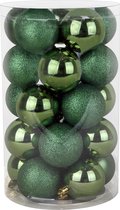 Oneiro's Luxe Kerstballen MEGA LUXE SET van 24 GREEN - ø80 mm - 24 stuks - blauw - kerstbal - luxe verpakking – kerstcollectie – kerstdecoratie – kerstboomhanger – kerstversiering - zilver