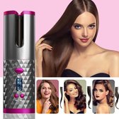 A&K Draadloze Krultang op Accu | Automatische Haar Styler | Krulijzer | Draagbare Haar Kruller | Hair Curler | Grijs / Roze