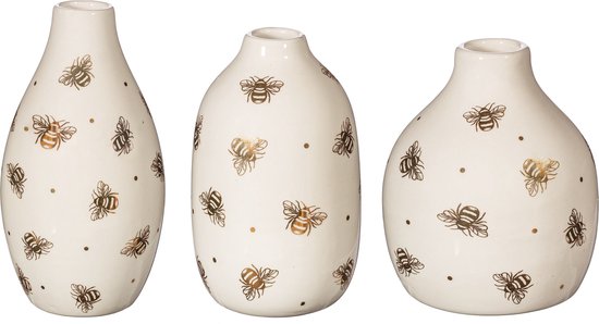 Set de trois vases originaux abeilles occupées, abeilles dorées - Sass & Belle