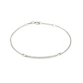Xoo - Armband - Met steen - Zirkonia - Bar - Minimalistische armband - Schakel armband - Vriendschaps armband - Cadeau voor haar - Love - 925 zilver - Zilver