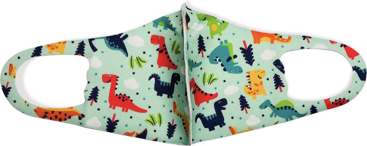 Fashion - Kinder mondmasker - Dino's - Herbruikbaar mondkapje - Wasbaar op 60 graden