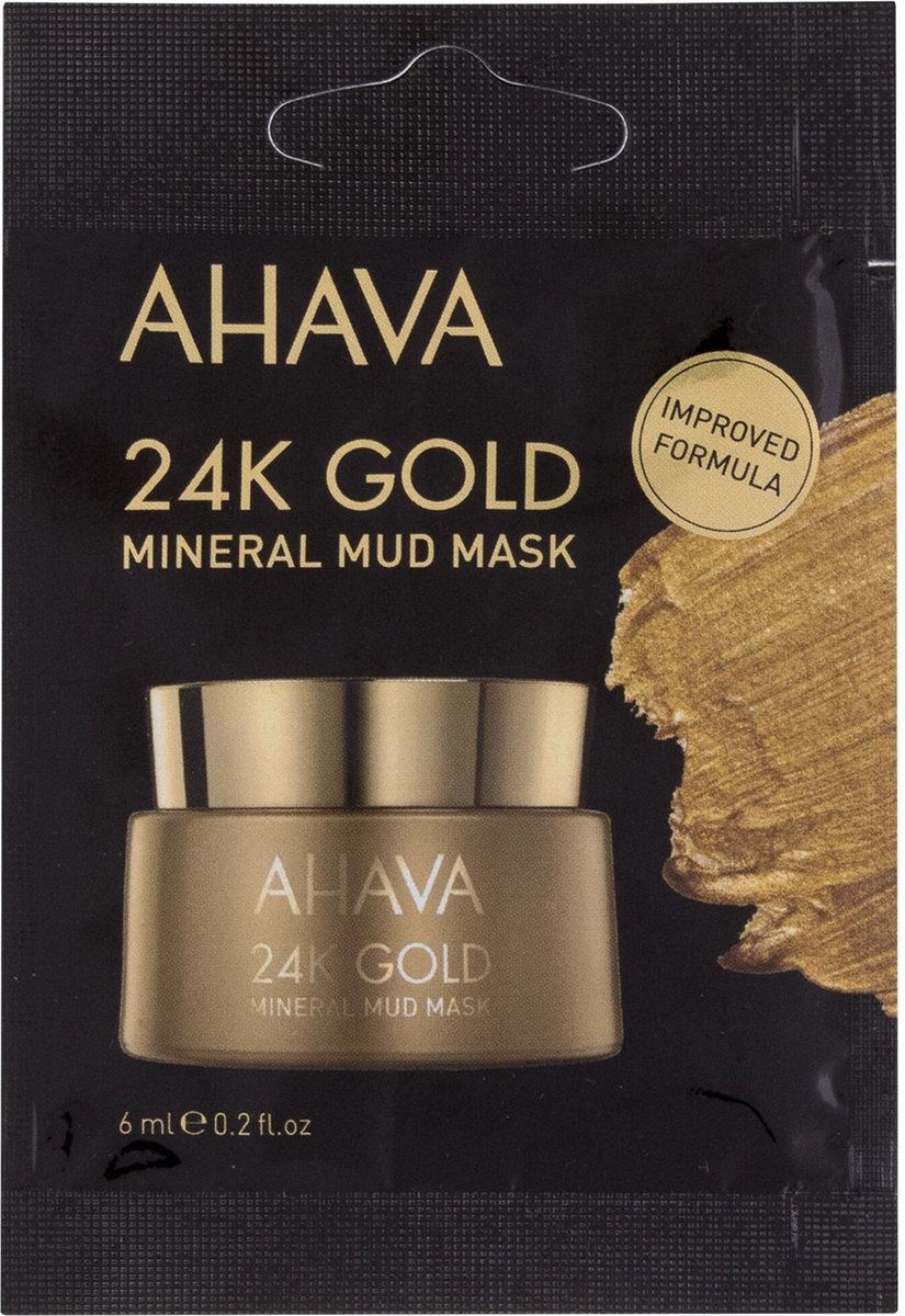 Goedkoopste AHAVA 24KGoud Mineraal moddermasker - Hydrateert en voedt de huid - Bevat hyaluronzuur - VEGAN - Alcohol- en parabenenvrij - 6ml