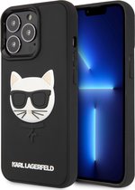 Karl Lagerfeld hoesje voor iPhone 13 Pro Max - Hardcase Backcover - 3D Rubber Choupette Head - Zwart