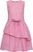 La V  gestreepte jurk met koord in de taille Roze 134