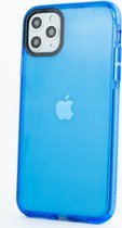 SafeCase® iPhone 11 Pro Max Hoesje - Fluorescerende blauwe vloeibare siliconen soft touch - Schokbestendig + Gratis Glass Schermbeschermer