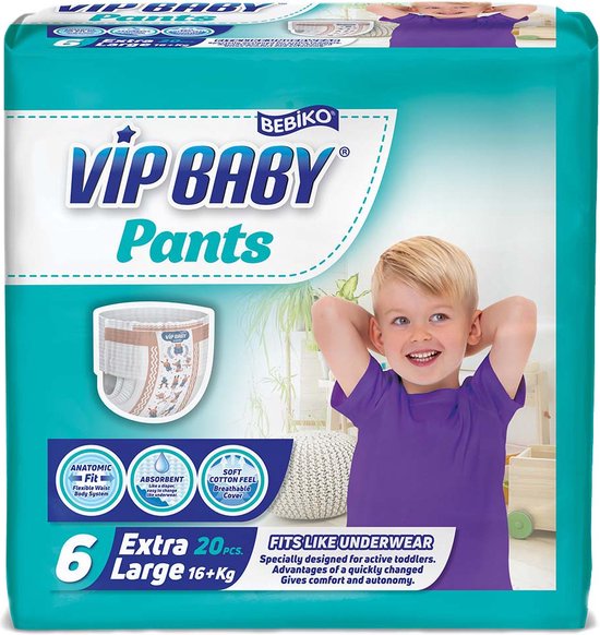 Bebiko VIP Bébé Dry Pants XLarge Active & Soft Pampers Nappy Pants - Value  Pack -... | bol.com