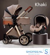 Luxe 3 in 1 kinderwagen - Babywagen - Kwalitatieve buggy - Opklapbare wandelwagen - Licht en flexibel - Blauw/Choco/Beige/Grijs/Roze/Wit
