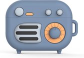 Beschermhoes voor Apple Airpods Pro - Retro radio - Blauw - Siliconen case geschikt voor Apple Airpods pro