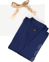 BOSS heren ochtendjas - katoen jersey - blauw in cadeauverpakking -  Maat: XL