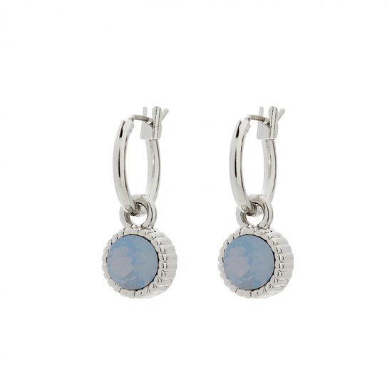 Biba - Boucles d'oreilles d'oreilles - Boucles d'oreilles - Opale Blue Air - Pierre Swarovski bleu clair - Plaqué argent - Sans nickel - Couleur argent