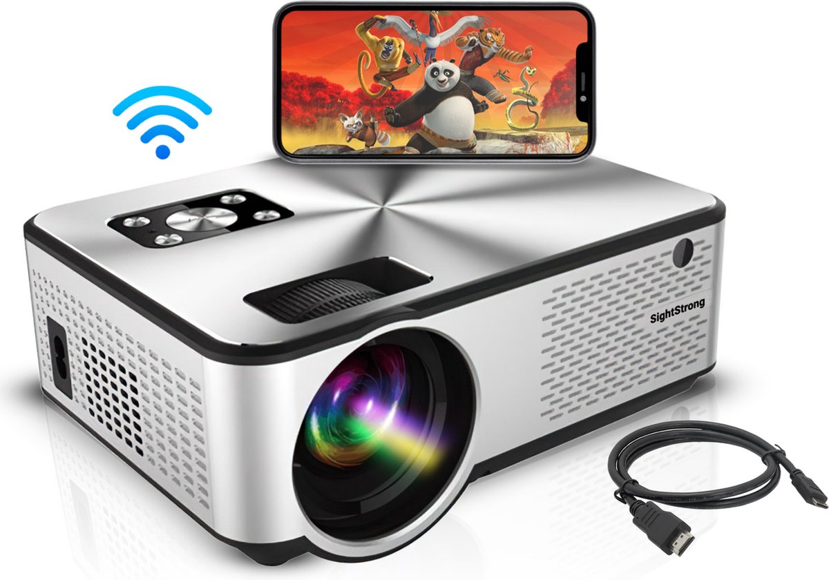 SightStrong Mini beamer - Input tot Full HD - 7000 Lumen - Streamen Vanaf Je Telefoon Met WiFi - Mini projector