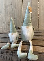 Gnome - set van 2 - zittend - groen - kerstkabouter - kerst -