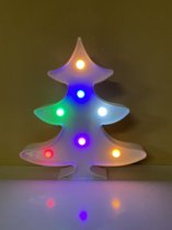 LED Kerstboom lamp met 7 led lampjes - wit - gekleurd licht - 22 cm hoog x 20.5 x 3 cm - Kerst verlichting