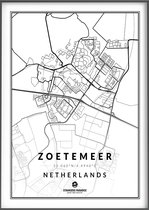 Poster Zoetermeer - Stadsposters - Poster zwart wit - Wanddecoratie - 40x50 citymap