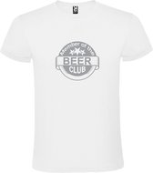 Wit  T shirt met  " Member of the Beer club "print Zilver size M