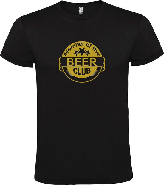 T shirt Zwart avec imprimé "Member of the Beer club" Goud taille XXXXXL