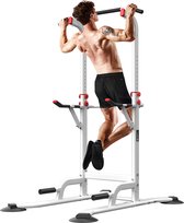 Bominfit 049 Power Tower Krachtstations - Power Tower - Pull up - Verstelbare Staande Rekstok Training - power rack - Home gym -voor Gym Thuis Fysieke Oefening - Wit