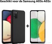 samsung galaxy a03s hoesje zwart siliconen + screen protector -samsung a03s hoesje black siliconen back cover + glas protector tempert glas