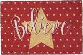 Relaxdays étoile - avec texte - 'believe' - tapis de pied - pois - tapis de noix de coco - coloré