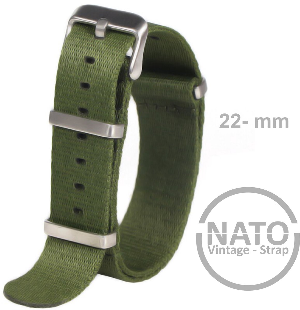 22mm Nato Strap GROEN - Vintage James Bond - Nato Strap collectie - Mannen - Horlogebanden - 22 mm bandbreedte