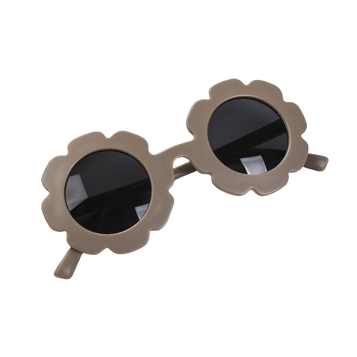 Maesy - kinderzonnebril Sunny - bloem zonnebril voor kinderen - peuters - jongens en meisjes - UV400 bescherming - hippe retro bril rond - taupe