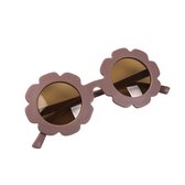 Maesy - kinderzonnebril Sunny - bloem zonnebril voor kinderen - peuters - jongens en meisjes - UV400 bescherming - hippe retro bril rond - paars bruin