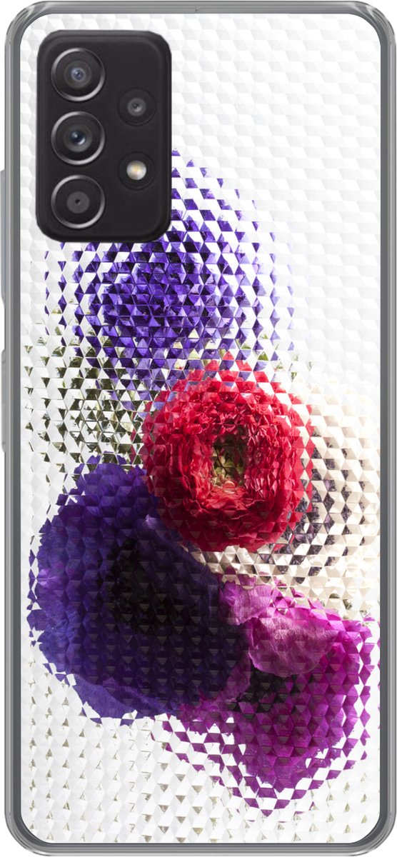 Telefoonhoesje Geschikt voor Samsung Galaxy A33 5G hoesje - Klaproos - Bloemen - Glas - Siliconen Telefoonhoesje Telefoonhoesje