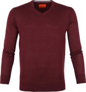 Suitable - Merino Pullover V Bordeaux Rood - M - Modern-fit