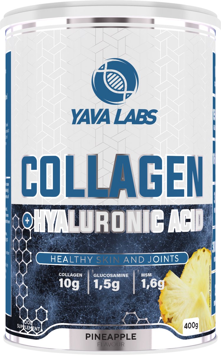 Collageen + Hyaluronic Acid 400 gram | Collageen ondersteunt huid, haar, nagel en gezondheid (6 smaken) - Pineapple