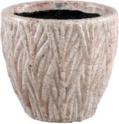 Talina Light Pink glazed ceramic leaf pot round M