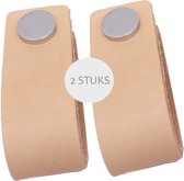 Leren handgreepje – 2 stuks handgreepjes - leren lusje – kastdeur Beige