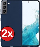 Hoesje Geschikt voor Samsung S22 Hoesje Siliconen Case Hoes - Hoes Geschikt voor Samsung Galaxy S22 Hoes Cover Case - Donkerblauw - 2 PACK