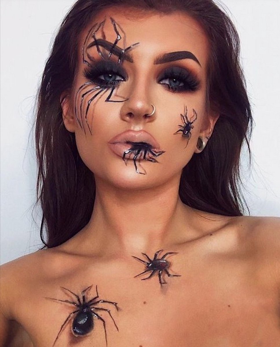 GetGlitterBaby® - Spinnen Tattoo / Halloween Decoratie Versiering / Carnaval Schmink Make Up Smink Make Up Plak Tattoos / Tijdelijke Tattoo / Nep Tatoeage - Spinnen — afbeelding 2