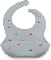 J. Børn Siliconen Baby Slab met Opvangbakje in een Geschenkdoos - Waterdicht en BPA-vrij - Superzachte Slabbetje met Kruimelvanger voor Babies en Peuters, Kraamcadeau (CloudCars)