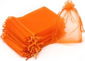 Fako Bijoux® - Organza Zakjes - 10x15cm - Feestzakjes - Snoepzakjes - Cadeauzakjes - Sieradenzakjes - Oranje - 50 Stuks