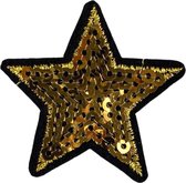 Ster Strijk Embleem Patch Goudkleurige Pailletten 4.2 cm / 4.2 cm / Goud Zwart