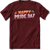 Pride Day | Pride T-Shirt | Grappig LHBTIQ+ / LGBTQ / Gay / Homo / Lesbi Cadeau Shirt | Dames - Heren - Unisex | Tshirt Kleding Kado | - Burgundy - S