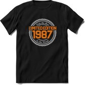 1987 Limited Edition Ring T-Shirt | Zilver - Goud | Grappig Verjaardag en Feest Cadeau Shirt | Dames - Heren - Unisex | Tshirt Kleding Kado | - Zwart - XXL