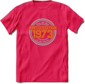 1973 Limited Edition Ring T-Shirt | Zilver - Goud | Grappig Verjaardag en Feest Cadeau Shirt | Dames - Heren - Unisex | Tshirt Kleding Kado | - Roze - XL