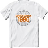 1980 Limited Edition Ring T-Shirt | Zilver - Goud | Grappig Verjaardag en Feest Cadeau Shirt | Dames - Heren - Unisex | Tshirt Kleding Kado | - Wit - M