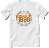 1990 Limited Edition Ring T-Shirt | Zilver - Goud | Grappig Verjaardag en Feest Cadeau Shirt | Dames - Heren - Unisex | Tshirt Kleding Kado | - Wit - M