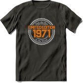 1971 Limited Edition Ring T-Shirt | Zilver - Goud | Grappig Verjaardag en Feest Cadeau Shirt | Dames - Heren - Unisex | Tshirt Kleding Kado | - Donker Grijs - 3XL