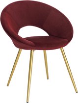 Kamyra® Luxe Eetkamerstoel van Velvet - Ergonomisch & Met Armleuning - 1 stuk - Eetkamerstoelen voor bij de Eettafel - Rood
