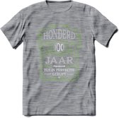 100 Jaar Legendarisch Gerijpt T-Shirt | Groen - Grijs | Grappig Verjaardag en Feest Cadeau Shirt | Dames - Heren - Unisex | Tshirt Kleding Kado | - Donker Grijs - Gemaleerd - S