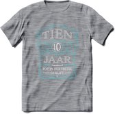10 Jaar Legendarisch Gerijpt T-Shirt | Lichtblauw - Grijs | Grappig Verjaardag en Feest Cadeau Shirt | Dames - Heren - Unisex | Tshirt Kleding Kado | - Donker Grijs - Gemaleerd - 3