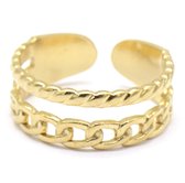 Ring Schakels en Touw - RVS - One Size - Goudkleurig