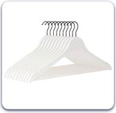 Eleganca luxe kleerhangers 15 stuks- Wit - kledinghanger - A kwaliteit behandeld hout - multifunctionele kledinghanger - optimaal voor pantalon en blazer - te gebruiken voor elke s