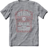 10 Jaar Legendarisch Gerijpt T-Shirt | Rood - Grijs | Grappig Verjaardag en Feest Cadeau Shirt | Dames - Heren - Unisex | Tshirt Kleding Kado | - Donker Grijs - Gemaleerd - M