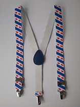 kinder bretels (verstelbaar) met Friese vlag/Fryslân/pompeblêden | blauw, rood en wit