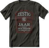 60 Jaar Legendarisch Gerijpt T-Shirt | Rood - Grijs | Grappig Verjaardag en Feest Cadeau Shirt | Dames - Heren - Unisex | Tshirt Kleding Kado | - Donker Grijs - M